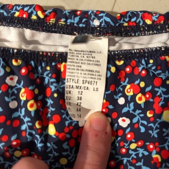 Splendid Swim Womens large Navy Blue and Red Floral Bikini new plunge swim - Picture 6 of 7